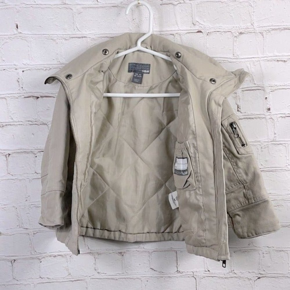 H&M Boys Basic Aviator Jacket Gorpcore Preppy Tan Collared Size 1.5 -2 Years - Picture 3 of 6